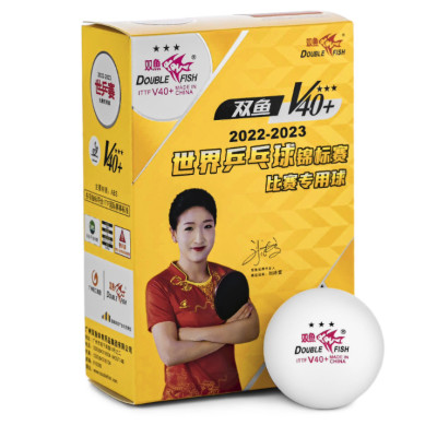 Double Fish V40+ WTTC 3 Star Table Tennis Ball (1 Box = 6 Balls)